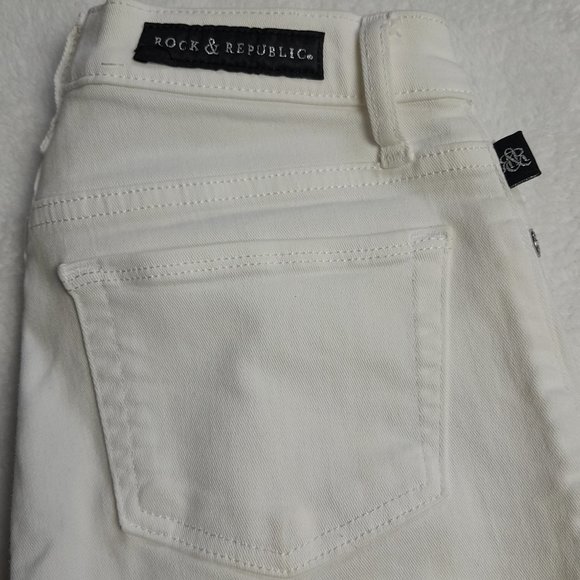 Rock & Republic Kendall White Denim Slim Jeans Size 2 - Picture 5 of 10